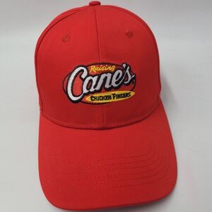 Raising Canes Hat Adjustable Red Employee Uniform Crew Chicken Fingers Logo Men